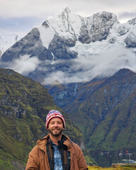 person in the mountains