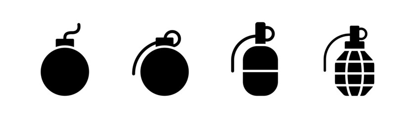 Grenade glyph icon. Bomb symbol. Grenade icon set. Bomb glyph icon. Stock vector illustration. - obrazy, fototapety, plakaty