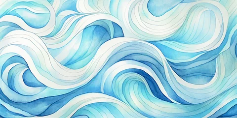Fotobehang Abstract snow, frost wave, blue, aqua, teal, white texture. Ocean water wave web banner, Graphic Resource as background for winter holidays. Mobile backdrop for winter weather, copy space for text © Vita