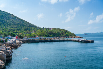 Fototapeta premium Pier at Wailingding Island, Zhuhai City, Guangdong Province, China