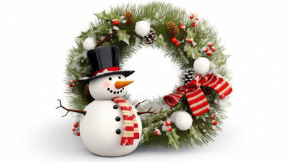 Obraz premium Festive Snowman Isolated on White