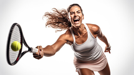 Female Tennis Player in Action - obrazy, fototapety, plakaty