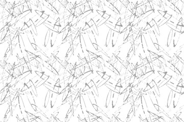 Seamless pattern of scratched, splashed intersecting elongated smoky rings, rims. Vector.
