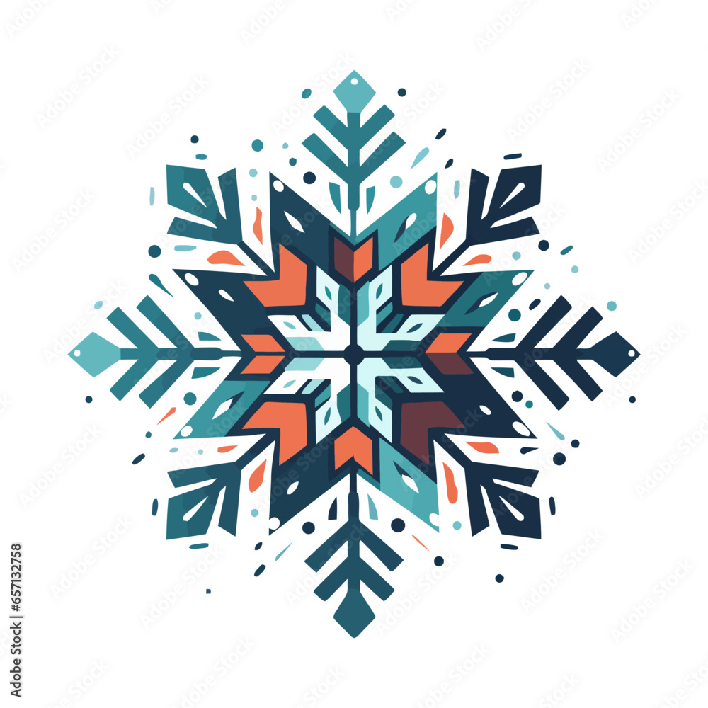 Wall mural snowflake icon. abstract multicolored snowflake on white background.