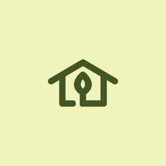Home Leaf Line Logo. Nature House Vector