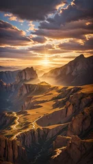 Fotobehang Minecraft sunrise over the mountains minecraft  © bilal