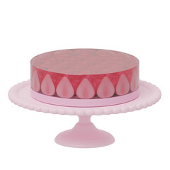 ヴィンテージ風のピンク色のゼリーとプレートの背景透過CG