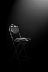  black chair on dark background, low key and spotlight.