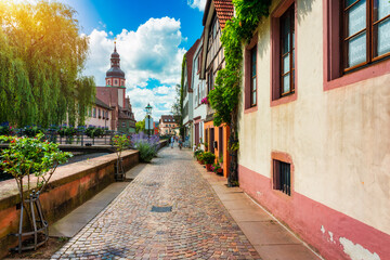 Old city of Ettlingen in Germany with Alb river. View of a central district of Ettlingen, Germany,...