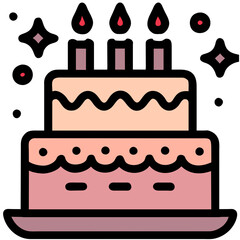 Cute Birthdays cake doodle icon cartoon style 