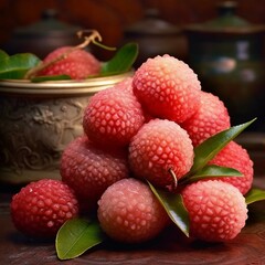 a cluster of small sweet lychees