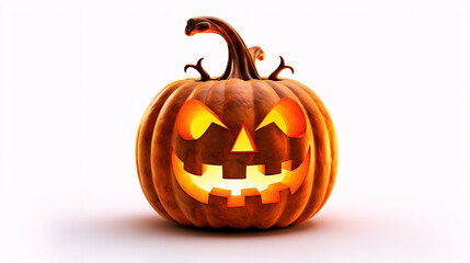 3D Halloween pumpkin lantern, white background. Generative Ai
