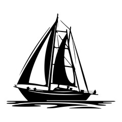 Sailboat black silhouette is isolated