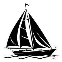 Sailboat black silhouette is isolated