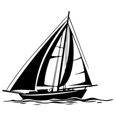 Sailboat black silhouette is isolated