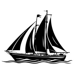 Sailboat black silhouette is isolated