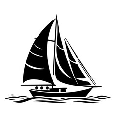 Sailboat black silhouette is isolated