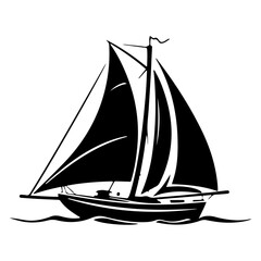 Sailboat black silhouette is isolated