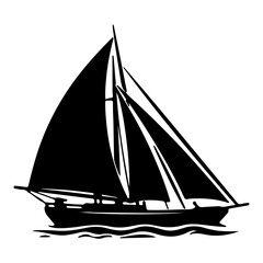 Sailboat black silhouette is isolated