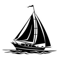 Sailboat black silhouette is isolated