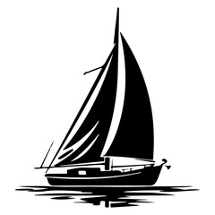 Sailboat black silhouette is isolated