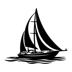 Sailboat black silhouette is isolated