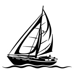 Sailboat black silhouette is isolated