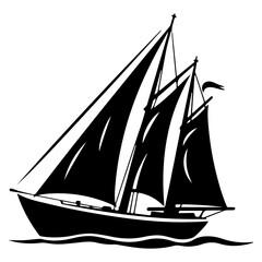 Sailboat black silhouette is isolated