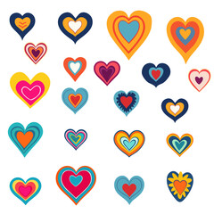 Collection of cartoon hearts in the style of cute