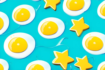 Abstract cute egg pattern on blue background