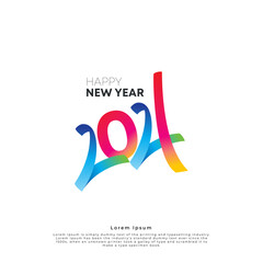 Happy New Year 2024 design. With colorful truncated number illustrations. Premium vector design for poster, banner, greeting and New Year 2024 celebration.