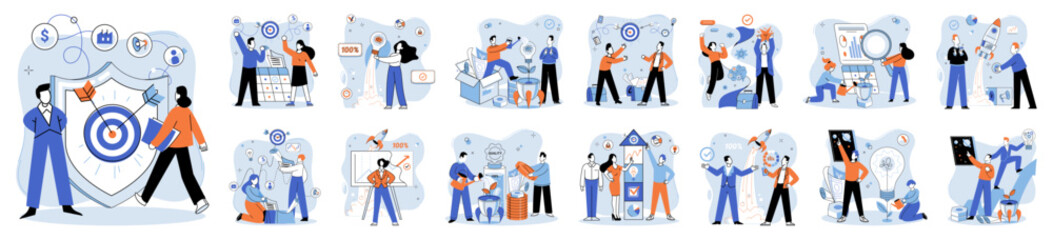 Successful project launch. Vector illustration. A development project idea, spark that cignite massive innovation Project launch management, strategic maneuver in game of business A project launch