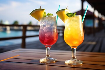 Party celebration in summer for drink, cocktail, mocktail, girl, beach, summer, daylight, lemon,...
