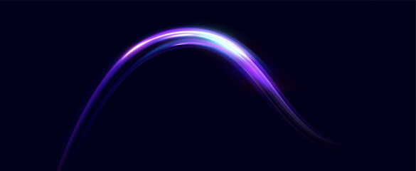 Neon speed lines. Dynamic light motion traces. Light trace wave, trace line.	