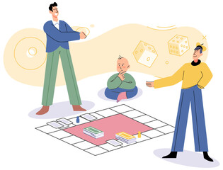 Game together. Family fun. Friendship time. Vector illustration. Family game nights filled with laughter, friendly banter, and endless fun Board games provide opportunity to disconnect from screens