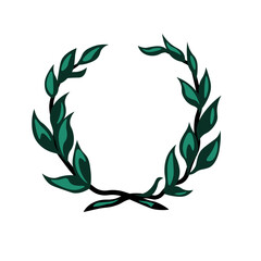 Laurel foliate wreath chaplet. Award, achievement, heraldry, nobility. Symbol, sign, icon, silhouette, tattoo. Colorful. Isolated vector illustration.