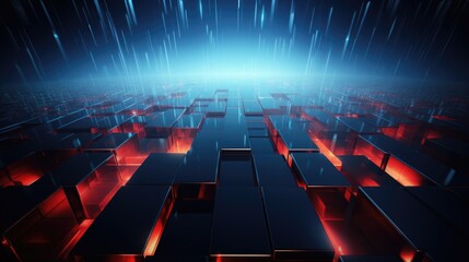 Obraz premium Abstract Futuristic Skyscraper Construction Scene Colorful Glowing Light From Center Background