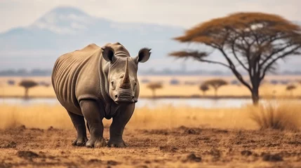 Tuinposter Black Rhinoceros at wild. © visoot