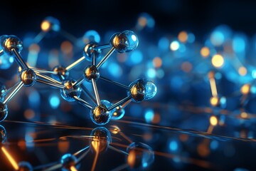 Obraz na płótnie Canvas 3D Macro View of Molecules: Illuminating the Medical Realm with Scientific Precision