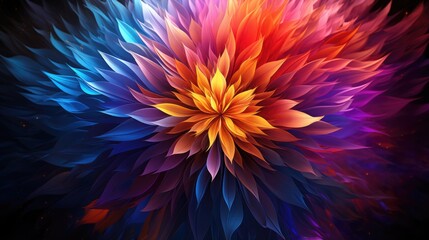 Obraz premium Digital art wallpaper colorful abstract flower petals arranged radial pattern against a starry sky