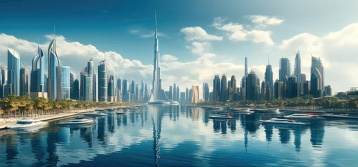 Foto op Plexiglas Dubai Business Tower, Dubai downtown an global trading and financial hub. © visoot