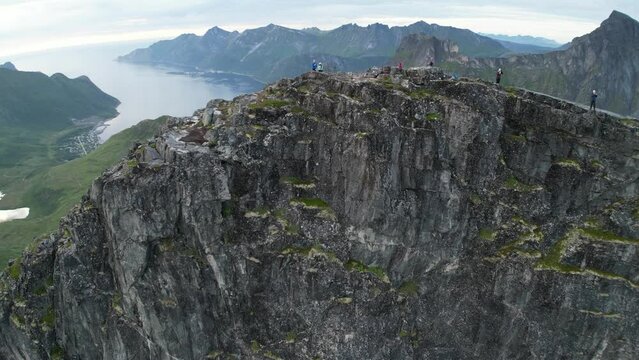 Drone video of Barden mountain on Senja island in Northern Norway