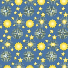 seamless pattern with stars, vector shapes, space pattern, print for bed linen, textile, fabric, children's clothing, packaging