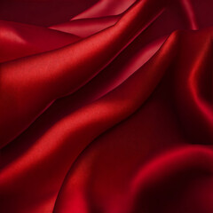 Fototapeta premium red satin background - red silk fabric - Generative AI