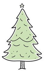 Obraz premium Minimal hand drawn Christmas tree cartoon isolated.
