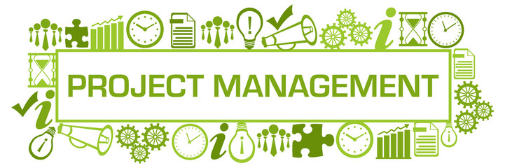 Project Management Business Symbols Surrounded Box Green 