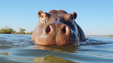 Hippo having fun in the river.