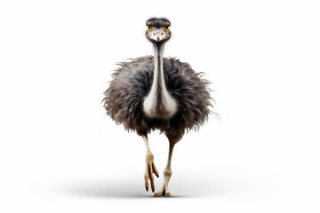 running or standing ostrich with realistic illustration isolated on white background, hyper realistic, full body. - obrazy, fototapety, plakaty
