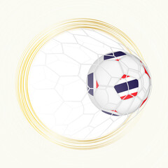 Football emblem with football ball with flag of Thailand in net, scoring goal for Thailand.
