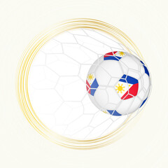 Football emblem with football ball with flag of Philippines in net, scoring goal for Philippines.